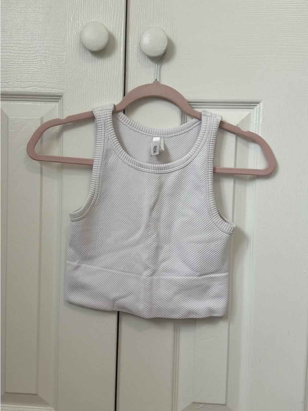 Nikibiki White Ribbed Cropped Tank Top